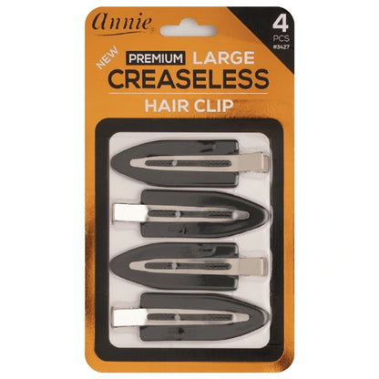 Annie Premium Large Creaseless Hair Clips Black (4ct) Hair Clips Annie   
