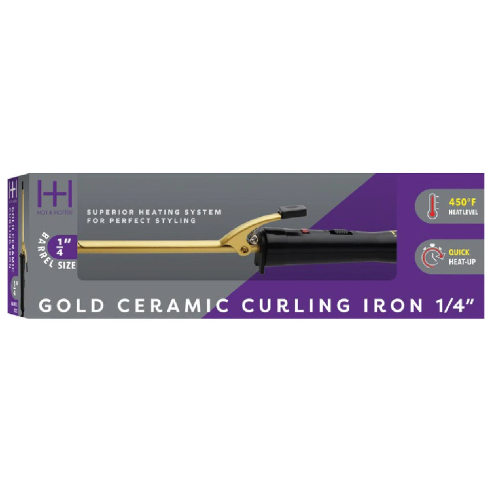 
                  
                    Load image into Gallery viewer, Hot &amp;amp; Hotter Gold Ceramic Electric Curling Iron 1/4In Curling Iron Hot &amp;amp; Hotter   
                  
                
