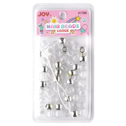 Annie International:Joy Large Hair Beads 50Ct Silver Metallic & Glitter