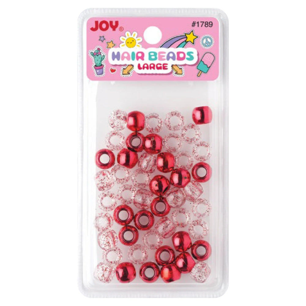 Joy Large Hair Beads 50Ct Red Metallic & Glitter Beads Joy   