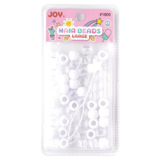 Joy Large Hair Beads 60Ct White and Clear
