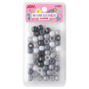 
                  
                    Load image into Gallery viewer, Joy Large Hair Beads 60Ct Asst Grey
                  
                