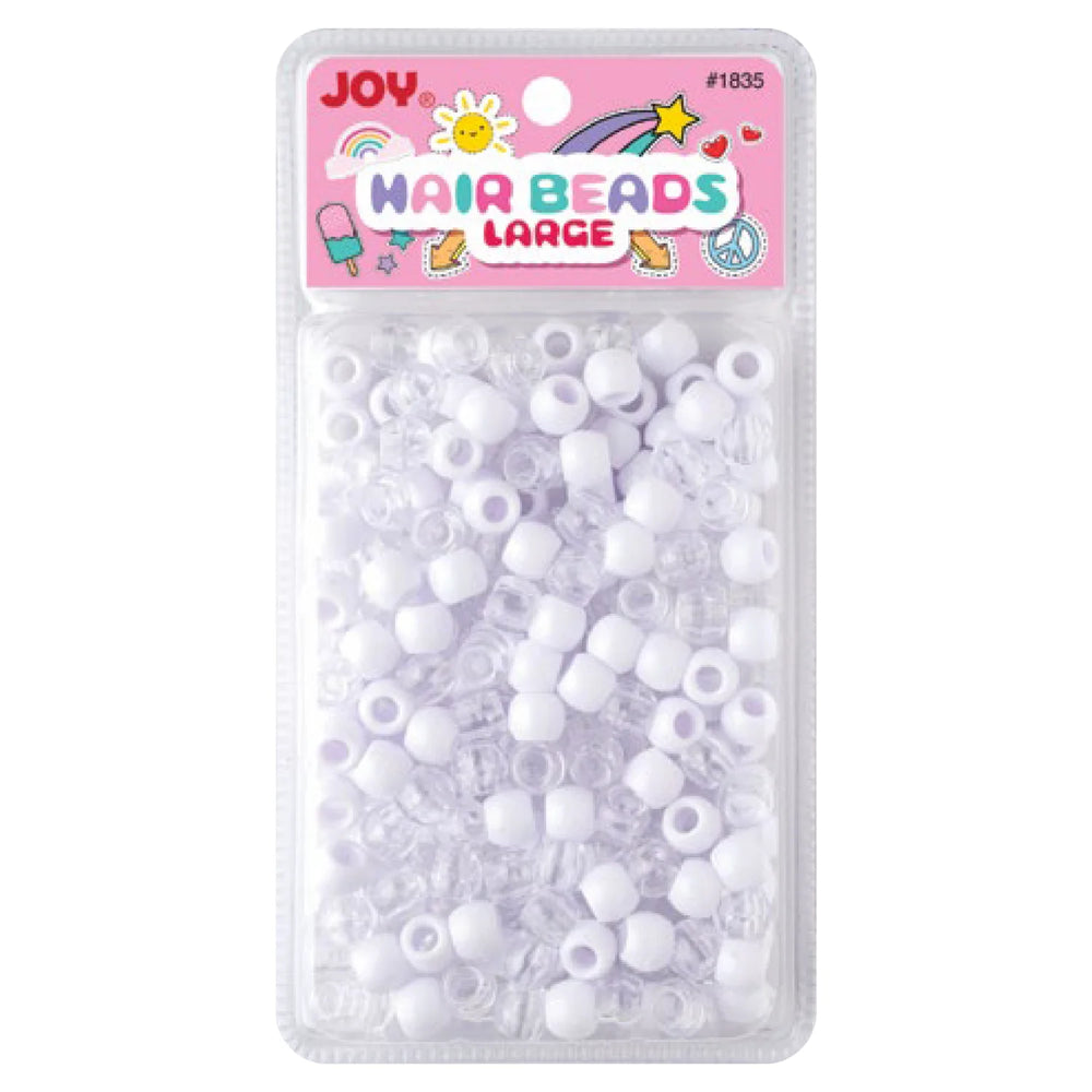 Joy Large Hair Beads 240Ct White & Clear