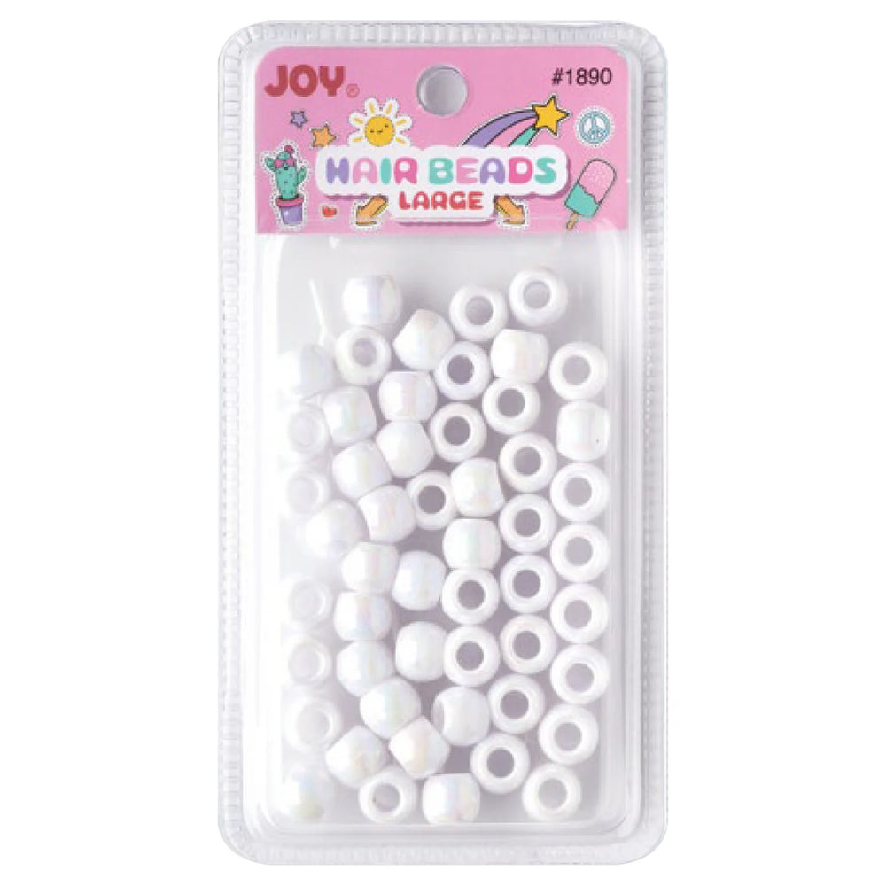 Joy Round Plastic Beads Large Size 50ct White Color