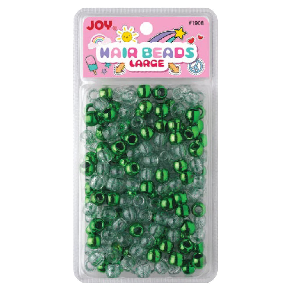 Joy Large Hair Beads 240ct Green Metallic & Glitter Beads Joy   