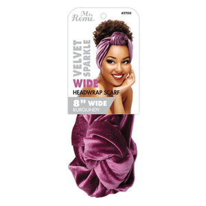 
                  
                    Load image into Gallery viewer, Ms. Remi Wide Silky Headwrap Scarf Velvet Sparkle Asst. Color Scarves Ms. Remi Burgundy  
                  
                