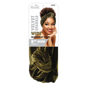 
                  
                    Load image into Gallery viewer, Ms. Remi Wide Silky Headwrap Scarf Velvet Sparkle Asst. Color Scarves Ms. Remi Green  
                  
                