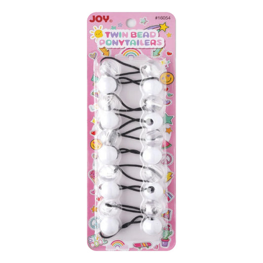 Joy Twin Beads Ponytailers 10Ct White & Clear Ponytailers Joy   