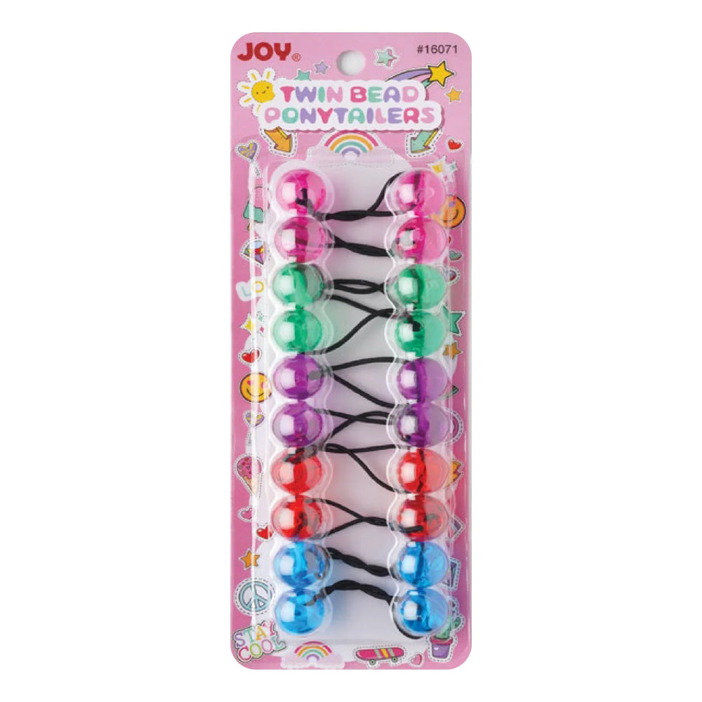 Joy Twin Beads Ponytailers 10Ct Asst Color Clear Ponytailers Joy   