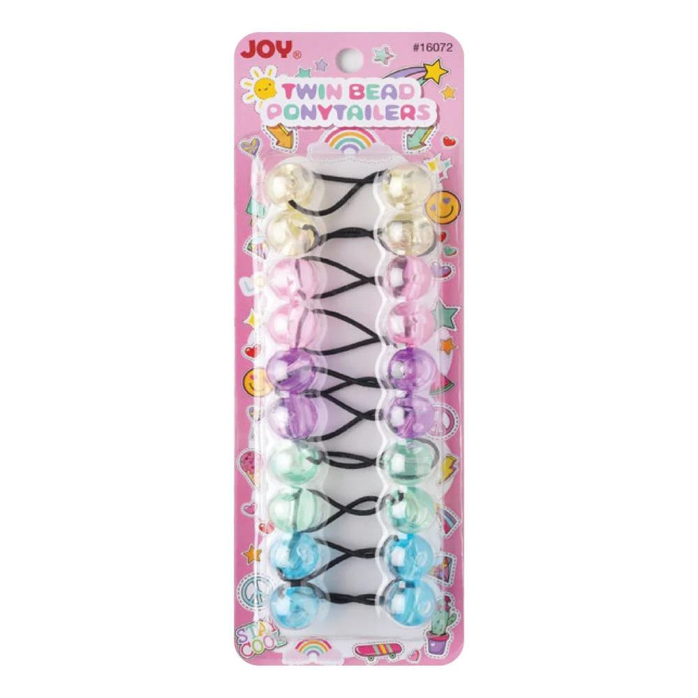 Joy Twin Beads Ponytailers 10Ct Clear Pastel Ponytailers Joy   