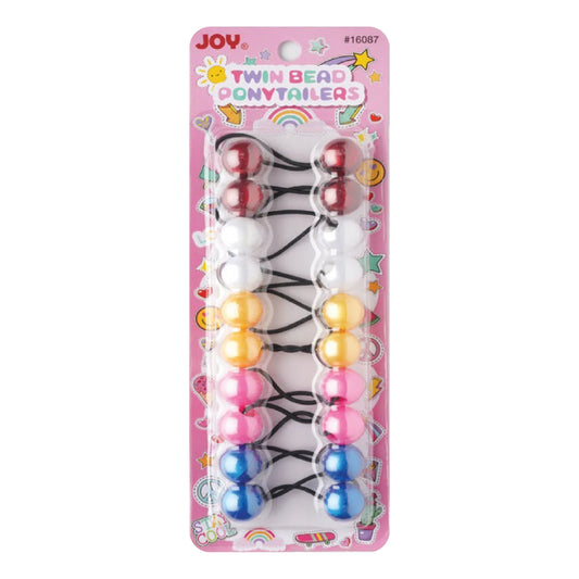 Joy Twin Beads Ponytailers 10Ct Clear Red, White, Pink, Blue Ponytailers Joy   