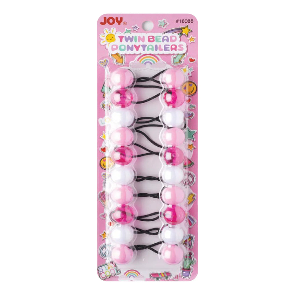 Joy Twin Beads Ponytailers 10Ct Pink & White Ponytailers Joy   