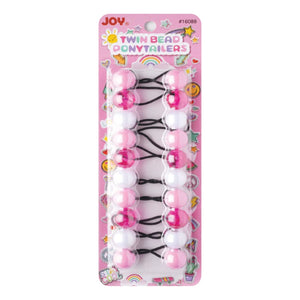 
                  
                    Load image into Gallery viewer, Joy Twin Beads Ponytailers 10Ct Pink &amp;amp; White Ponytailers Joy   
                  
                