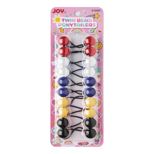 Joy Twin Beads Ponytailers 10Ct Red, White, Blue, Yellow, Black Ponytailers Joy   