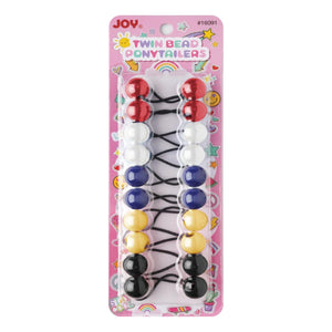 
                  
                    Load image into Gallery viewer, Joy Twin Beads Ponytailers 10Ct Red, White, Blue, Yellow, Black
                  
                