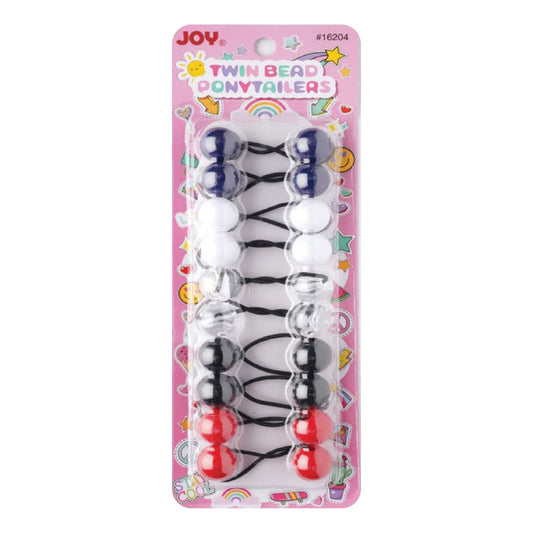 Joy Twin Beads Ponytailers 10Ct Black, Red, White, Clear Ponytailers Joy   