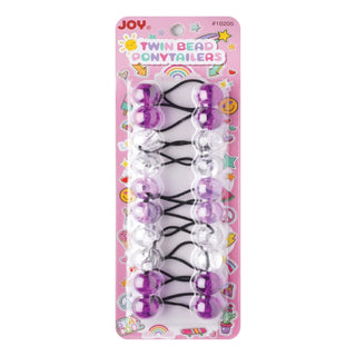 Joy Twin Beads Ponytailers 10Ct Asst Púrpura Claro