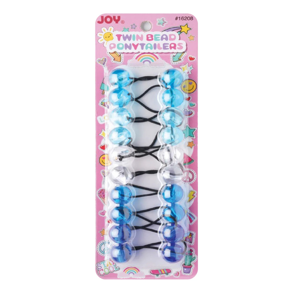 Joy Twin Beads Ponytailers 10Ct Asst Blue Clear Ponytailers Joy   