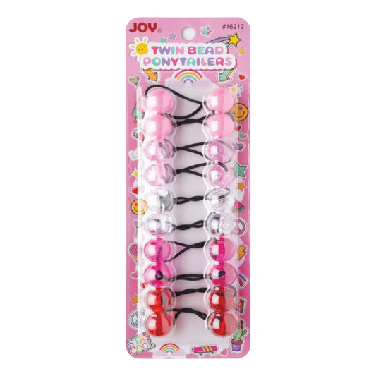 Joy Twin Beads Ponytailers 10Ct Pink & Red Asst Ponytailers Joy   
