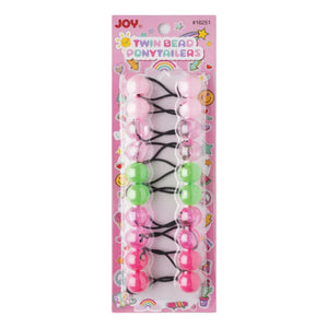
                  
                    Load image into Gallery viewer, Joy Twin Bead Ponytailers 10ct Clear Green, Pink, Purple
                  
                