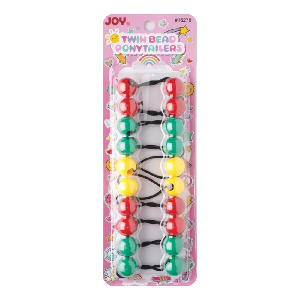 Joy Twin Beads Ponytailers 10Ct Green, Red, & Yellow Ponytailers Joy   