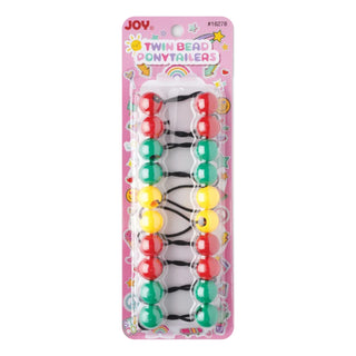 Joy Twin Beads Ponytailers 10Ct Green, Red, & Yellow