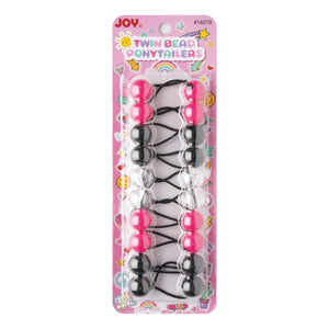 
                  
                    Load image into Gallery viewer, Joy Twin Beads Ponytailers 10Ct Black, Pink, &amp;amp; Clear
                  
                