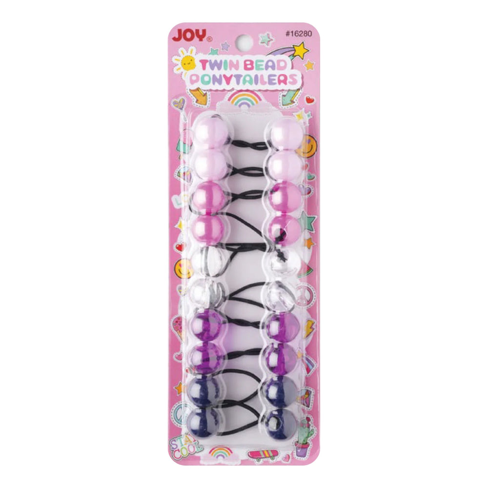Joy Twin Beads Ponytailers 10Ct Purple Clear Asst Ponytailers Joy   