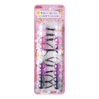 Joy Twin Beads Ponytailers 10Ct Purple Clear Asst