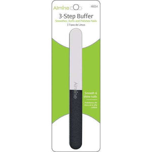 Almine 3-Step Buffer smooths, buffs, and polishes nails for a natural, radiant shine in three easy steps.