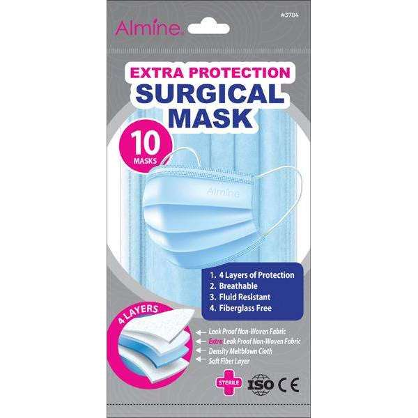 Almine 4-Ply Sterile Earloop Face Mask One Size 10ct, Blue Face Masks Almine   