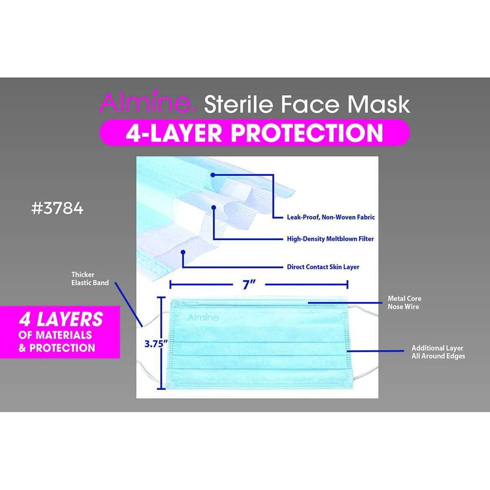 
                  
                    갤러리 뷰어에 이미지 로드, Almine 4-Ply Sterile Earloop Face Mask One Size 10ct, Blue Face Masks Almine   
                  
                
