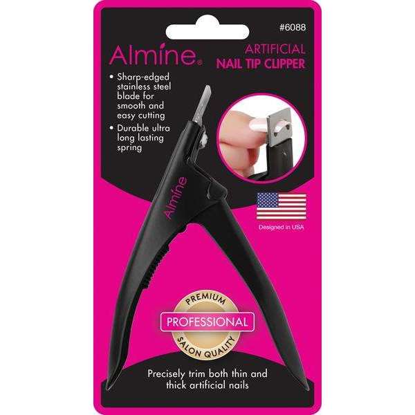 Almine Artificial Nail Clipper with sharp stainless steel blade for precise trimming of artificial nails.