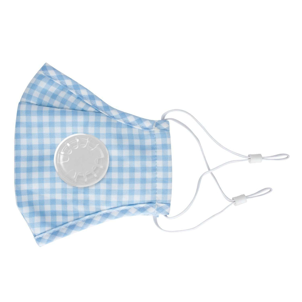 Almine Gingham Pattern 3-Ply Fabric Mask with Air Vent, Assorted Face Masks Almine Blue  