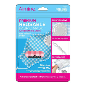 
                  
                    Load image into Gallery viewer, Almine - Almine Gingham Pattern 3-Ply Fabric Mask with Air Vent, Assorted - Annie International
                  
                