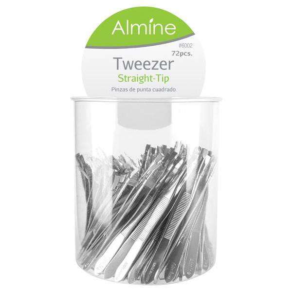 Almine Straight Tip Tweezer 72ct