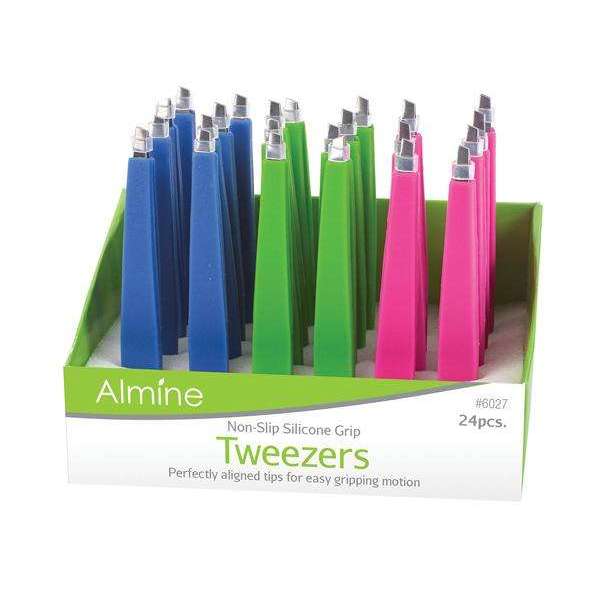 Almine Tweezers with Silicon Grip 24Ct – Annie International
