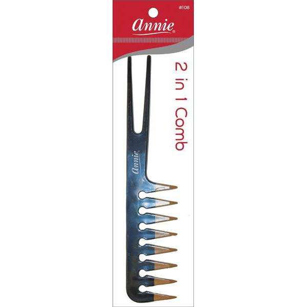 Annie 2 In 1 Comb Asst Color Two Tone Combs Annie Black  