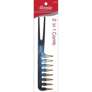
                  
                    Load image into Gallery viewer, Annie 2 In 1 Comb Asst Color Two Tone Combs Annie Black  
                  
                