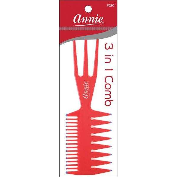 Annie 3 In 1 Comb S Asst Color Combs Annie Pink  