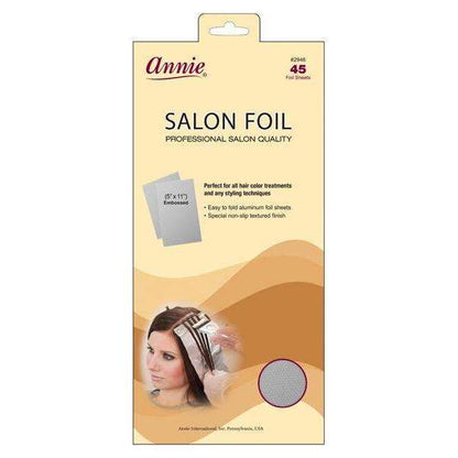 Annie International:Annie Aluminum Salon Foil Sheets 45 Count, Professional Metal Strips, Silver