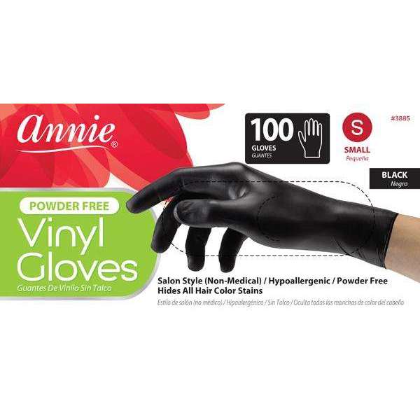 Annie Black Powder Free Vinyl Gloves 100ct Gloves Annie Small  