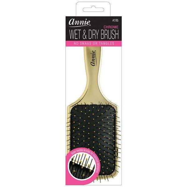 Annie Chrome Cushion Paddle Wet & Dry Brush Flexible Bristle Brushes Annie   