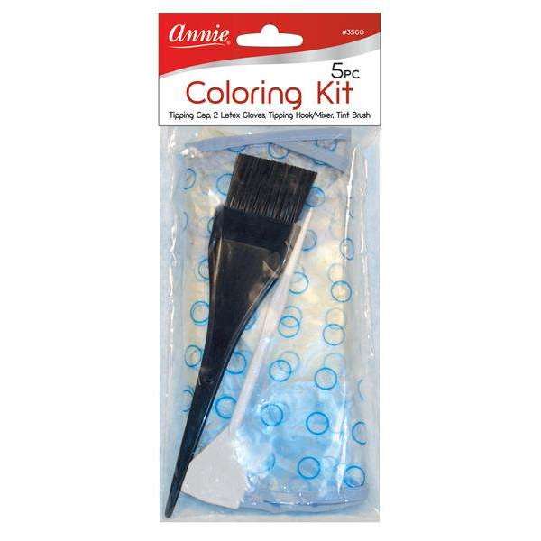 Annie 5PC Coloring Kit - Tipping Cap - 2 Latex Gloves - Tipping Hook/Mixer - Tint Brush #3560
