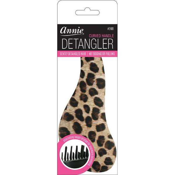 Annie Curved Handled Grip Detangler Brush Leopard