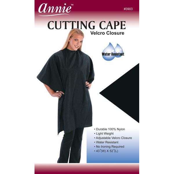 Annie Cutting Cape Velcro Closure Black Cutting Capes Annie   