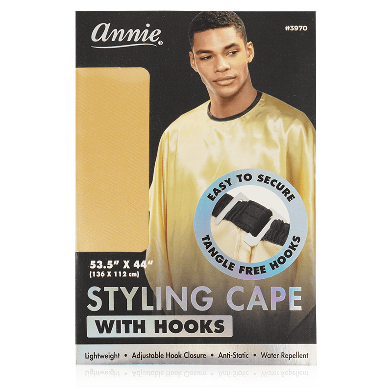 Annie Cutting Cape with Stretchable Hook Gold Cutting Capes Annie   