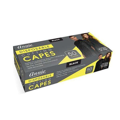 Annie Disposable Cutting Cape Black, 50ct Cutting Capes Annie   
