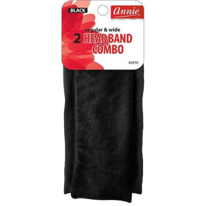 Annie International:Annie Fabric Headband Combo 2Ct Black