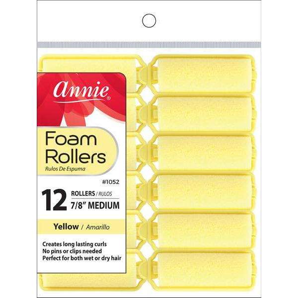 Annie Foam Rollers Medium 12Ct Yellow Foam Rollers Annie   
